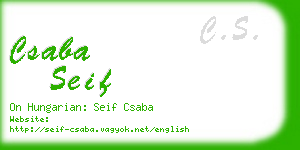csaba seif business card